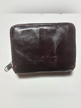 Men's Leather Zip Wallet - Dark Burgundy